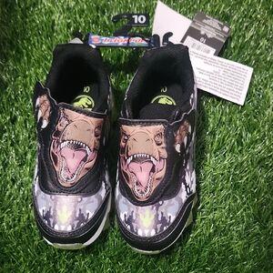 Kids Jurassic World Black Dinosaur Light-Up Velcro Closure Sneakers